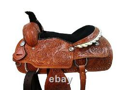 Used Roping Roper Work Leather Floral Studded Cowboy Western Ranch Horse Saddle