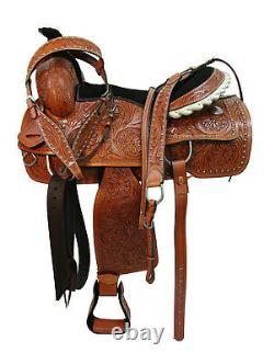 Used Roping Roper Work Leather Floral Studded Cowboy Western Ranch Horse Saddle