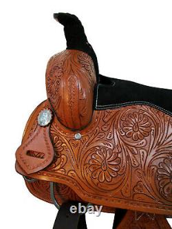 Used Roping Roper Work Leather Floral Studded Cowboy Western Ranch Horse Saddle