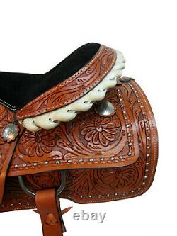 Used Roping Roper Work Leather Floral Studded Cowboy Western Ranch Horse Saddle