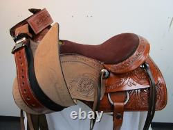 Used Roping Saddle Western Horse Pleasure Floral Tooled Leather Tack 15 16 17 18