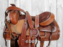 Used Roping Western Saddle Tooled Leather Classic Pleasure Roper Tack 15 16 17