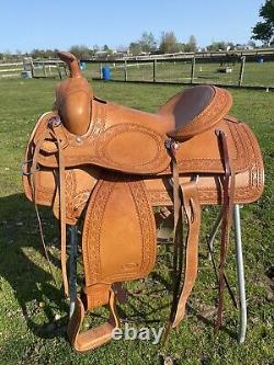 Used Silver Royal 15 border tooled slick seat Western saddle