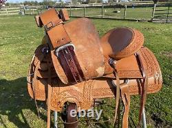 Used Silver Royal 15 border tooled slick seat Western saddle