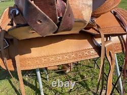 Used Silver Royal 15 border tooled slick seat Western saddle