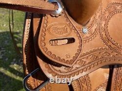 Used Silver Royal 15 border tooled slick seat Western saddle