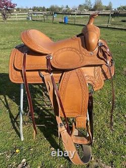 Used Silver Royal 15 border tooled slick seat Western saddle