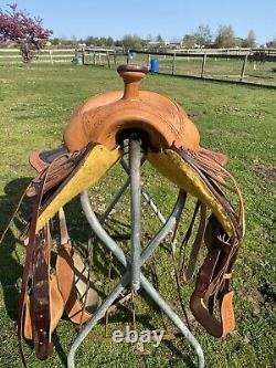 Used Silver Royal 15 border tooled slick seat Western saddle