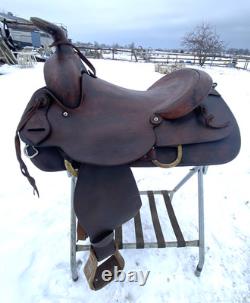Used Simco 15.5 slick seat Western roping saddle US made