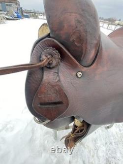 Used Simco 15.5 slick seat Western roping saddle US made