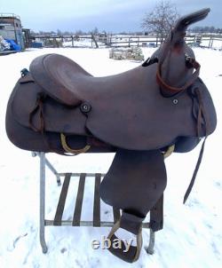 Used Simco 15.5 slick seat Western roping saddle US made