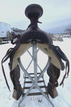 Used Simco 15.5 slick seat Western roping saddle US made