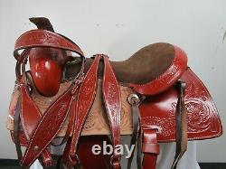 Used Trail Saddle 15 16 Western Horse Pleasure Floral Tooled Leather Tack Set