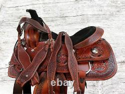 Used Trail Saddle 16 15 Pleasure Horse Western Floral Tooled Leather Package