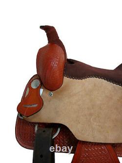 Used Trail Saddle 17 16 Western Horse Pleasure Brown Leather Hand Tooled Tack