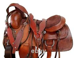 Used Trail Saddle Western Horse 15 16 17 Tooled Brown Leather Pleasure Tack Set