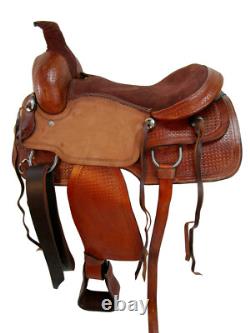 Used Trail Saddle Western Horse 15 16 17 Tooled Brown Leather Pleasure Tack Set
