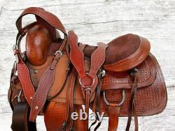 Used Trail Saddle Western Horse 15 16 17 Tooled Brown Leather Pleasure Tack Set