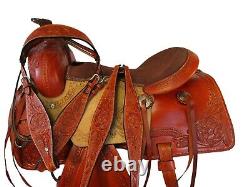 Used Trail Saddle Western Horse Pleasure 15 17 Floral Tooled Leather Tack Set