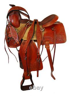 Used Trail Saddle Western Horse Pleasure 15 17 Floral Tooled Leather Tack Set