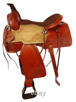 Used Trail Saddle Western Horse Pleasure 15 17 Floral Tooled Leather Tack Set