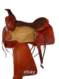 Used Trail Saddle Western Horse Pleasure 15 17 Floral Tooled Leather Tack Set