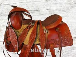 Used Trail Saddle Western Horse Pleasure 15 17 Floral Tooled Leather Tack Set