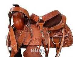 Used Trail Saddle Western Horse Pleasure Floral Tooled Leather Tack 18 17 16 15