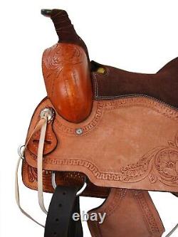 Used Trail Saddle Western Horse Pleasure Floral Tooled Leather Tack 18 17 16 15