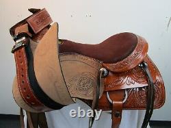 Used Trail Saddle Western Horse Pleasure Floral Tooled Leather Tack 18 17 16 15