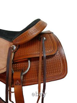 Used Trail Saddle Western Horse Pleasure Waffle Tooled Leather Tack Set 15 16 17