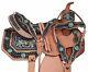 Used Turquoise Western Leather Barrel Trail Show Horse Saddle Tack Set 14 15 16