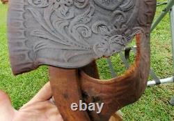 Used/Vintage 15 Big Horn Western saddle withround skirt, tooled leather US made
