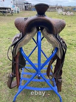 Used /Vintage 15 Floral tooled Big Horn Pioneer Western saddle VGC