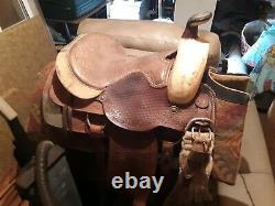 Used/Vintage 15 Rawhide & Leather Western Saddle