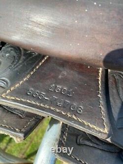 Used/Vintage 15 TexTan Western saddle withspiderweb tooling