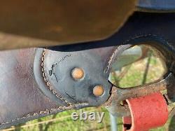 Used/Vintage 15 TexTan Western saddle withspiderweb tooling