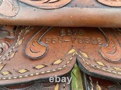 Used/Vintage 15 TexTan tooled/buckstitched Western show saddle withsilver