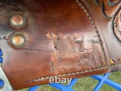 Used/Vintage 16 buckstitched TexTan Imperial Western saddle withtooled butterfly