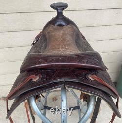 Used/Vintage 1960's G. H. Vaught 15 tooled leather Western saddle US made