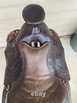 Used/Vintage 1960's G. H. Vaught 15 tooled leather Western saddle US made