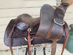 Used/Vintage 1960's G. H. Vaught 15 tooled leather Western saddle US made