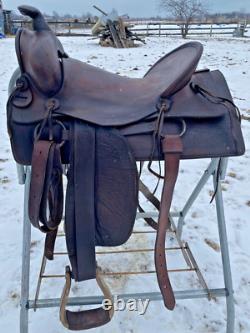 Used/Vintage JC Higgins 15 slick seat Western saddle