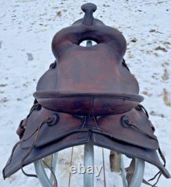 Used/Vintage JC Higgins 15 slick seat Western saddle