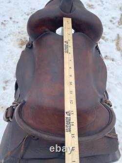 Used/Vintage JC Higgins 15 slick seat Western saddle