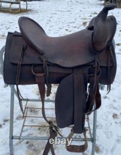 Used/Vintage JC Higgins 15 slick seat Western saddle