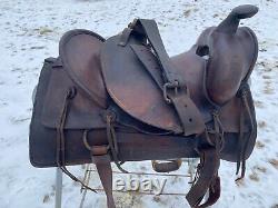Used/Vintage JC Higgins 15 slick seat Western saddle