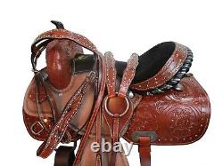 Used Western Barrel Racing Horse Pleasure Leather Saddle Rodeo Cowboy 15 16 17