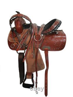 Used Western Barrel Racing Horse Pleasure Leather Saddle Rodeo Cowboy 15 16 17