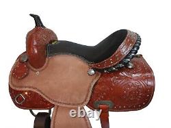 Used Western Barrel Racing Horse Pleasure Leather Saddle Rodeo Cowboy 15 16 17